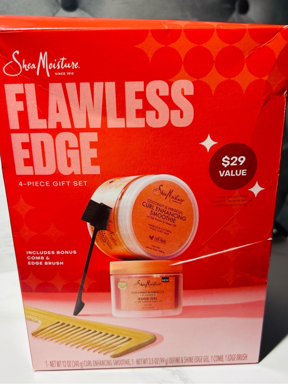 SheaMoisture Coconut & Hibiscus Flawless Edge 4 Pc Gift Set NEW